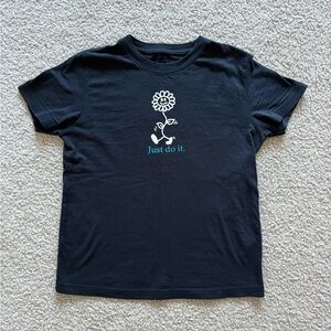 Nike Black Kids Tee with Floral Graphic